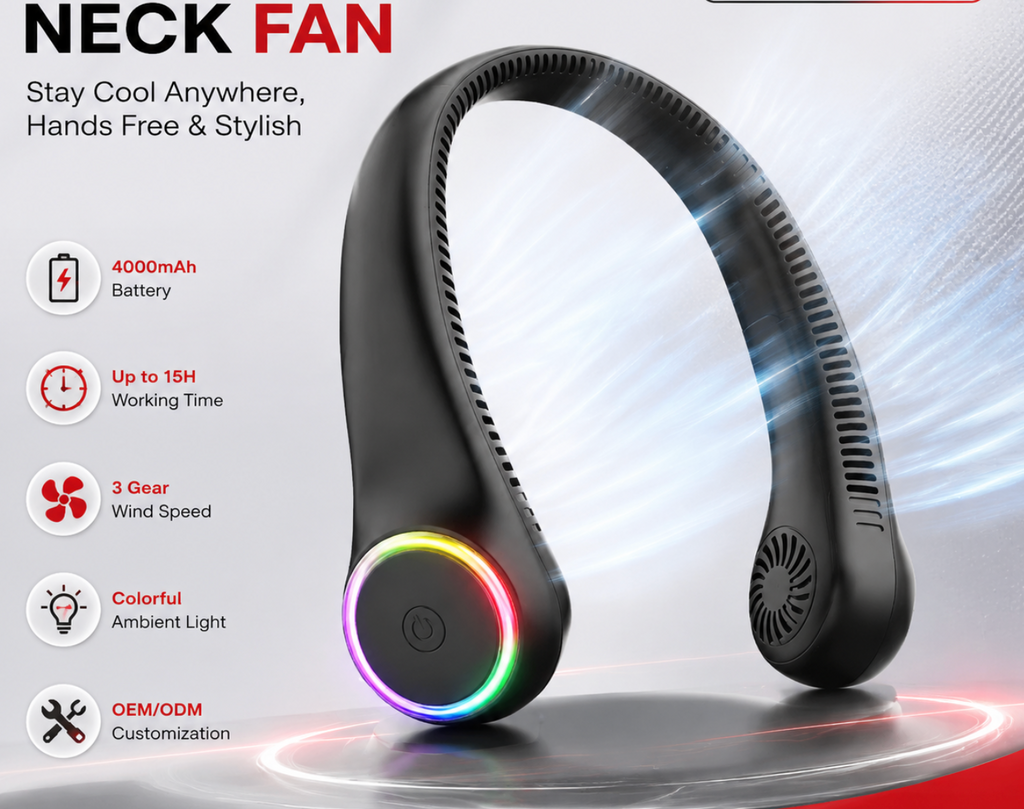 Hands-Free Rechargeable Personal Air Cooler with Adjustable Airflow