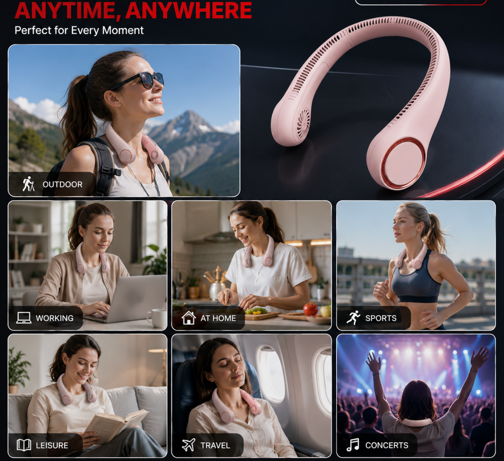 Hands-Free Rechargeable Personal Air Cooler with Adjustable Airflow